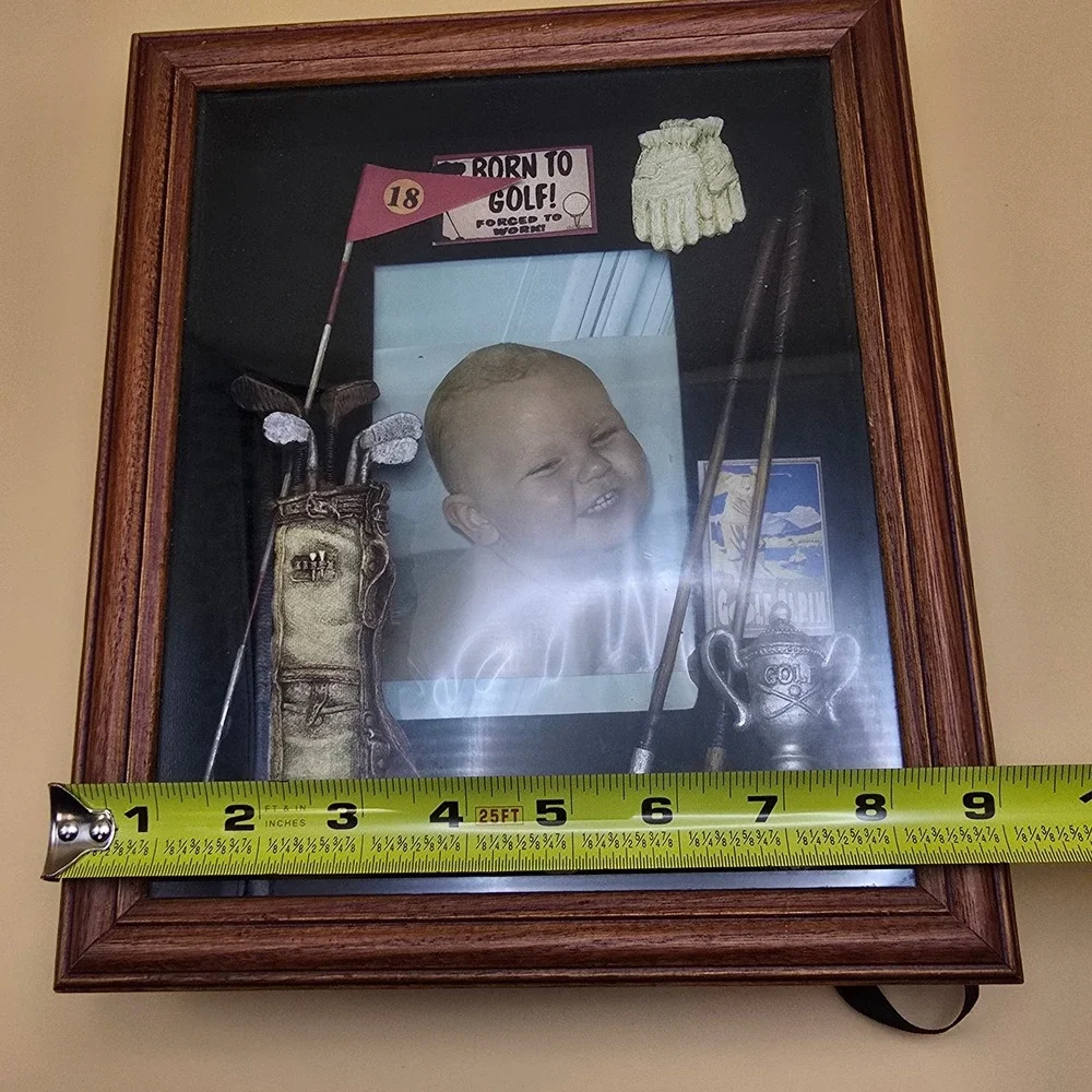 Vintage‎ Golf Theme 3D Wood Shadow Box Picture Frame Wall Hanging Tabletop